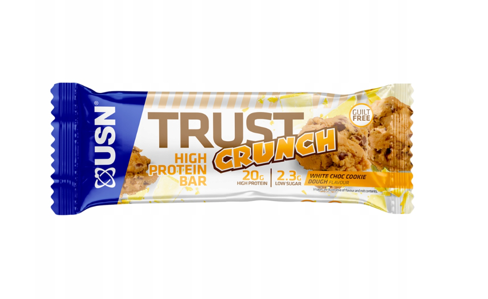 USN Trust Crunch Bar 60 g White Chocolate Cookie Dough / Biała Czekolada - Ciastko