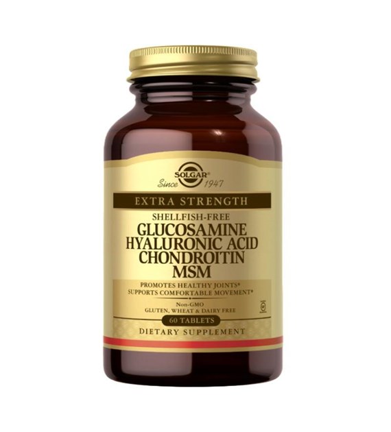 SO Extra Strength Shellfish-Free Glucosamine Hyaluronic Acid Chondroitin MSM 60 tabs. / Glukozamina Kwas Hialuronowy Chondroityna Siarka MSM