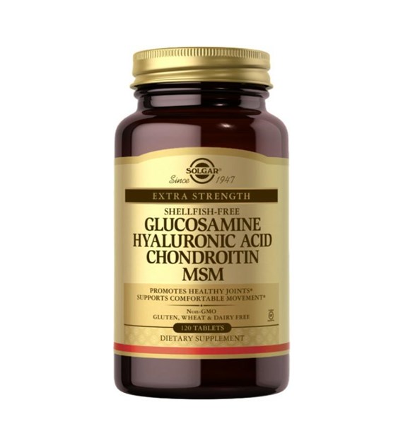 SO Extra Strength Shellfish-Free Glucosamine Hyaluronic Acid Chondroitin MSM 120 tabs. / Glukozamina Kwas Hialuronowy Chondroityna Siarka MSM