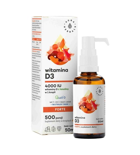 AU Witamina D3 4000 iu (100 mcg) + K2, MCT,50 ml / Vitamin D3